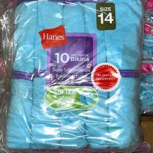 Hanes Girls’ Tagless Bikinis – LOT 60 - 240 pcs – 24 packs (10 ea) – Sz 14 - NEW